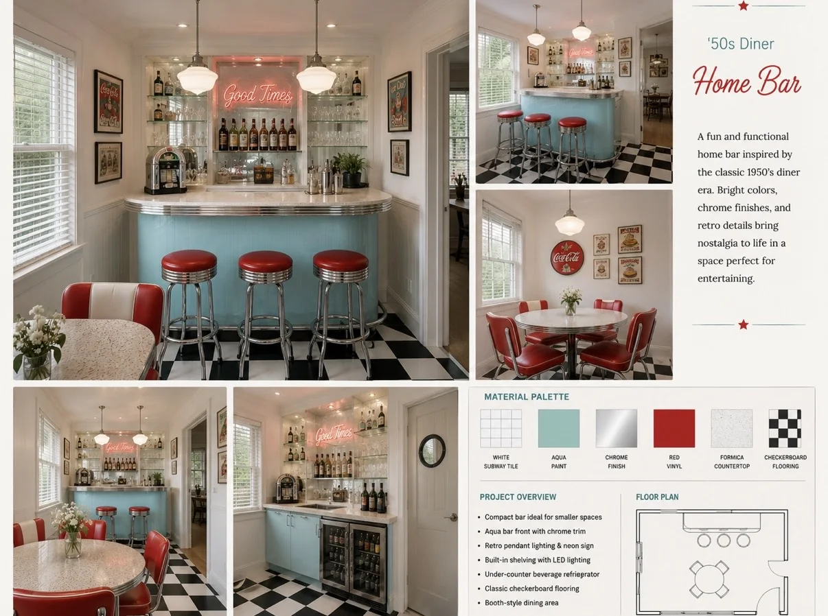 Playful Retro home bar concept